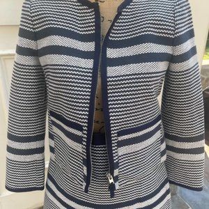 J CREW Navy-White Ladies Skirt Suit